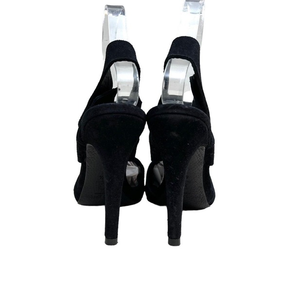 Pedro Garcia Pump Stiletto Black Suede Perforated Slingback Peep Toe Women 40.5 - Picture 2 of 8